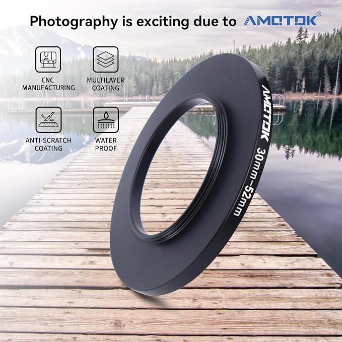 30mm Lens to 52mm Camera Lens Adapter, 30mm to 52mm Filter Step up Ring Adapter - Image 2