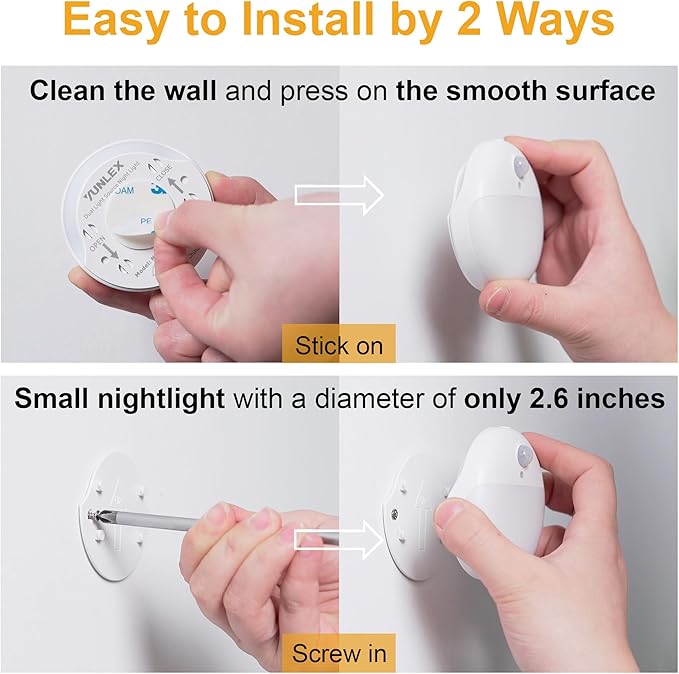 YUNLEX 2 Pack Motion Sensor Light Indoor, 2.6" Small Stick on Lights - Image 6