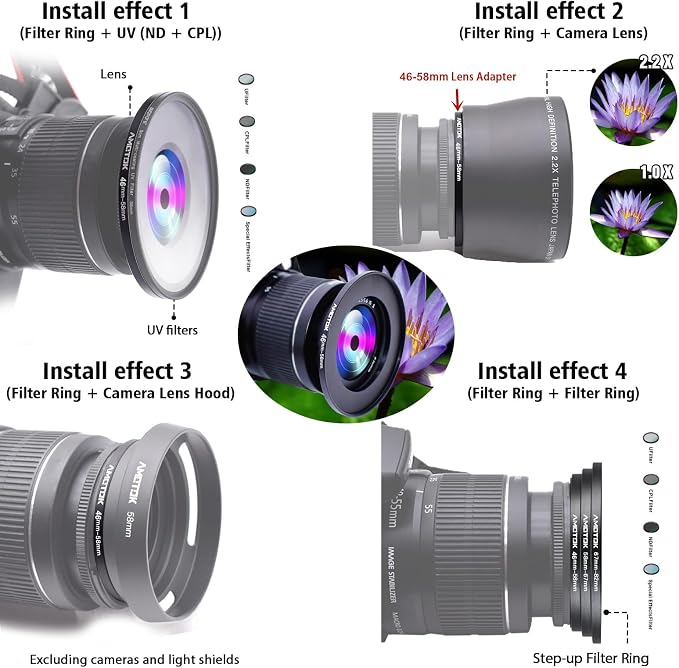 46mm Lens to 58mm Camera Lens Adapter, 46mm to 58mm Filter Step-Up Adapter Ring - Image 7