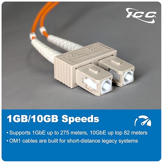 ICC SC to ST Duplex Multimode 62.5/125 Fiber Patch Cable, OFNR Riser, 2.0mm Zip - Image 3