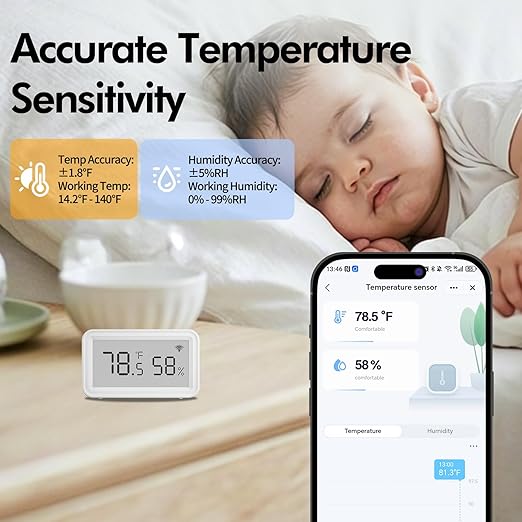 eMylo Smart WiFi Thermometer Hygrometer, Indoor Wireless Temperature Humidity - Image 4
