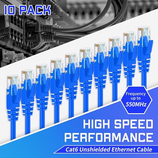 Cat6 Ethernet Cable 2 Feet 10 Pack Network RJ45 Cat6 Internet Patch Cable - Image 2
