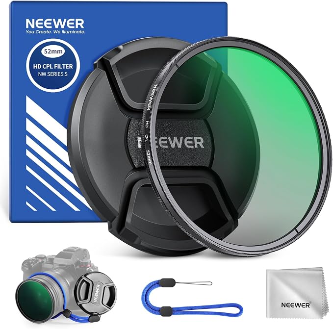NEEWER 52mm CPL Filter with Lens Cap, Ultra Thin Circular Polarizing Filter by Neewer