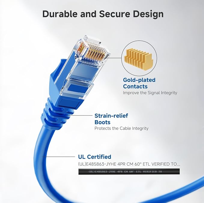 Cable Matters 1Gbps 8-Pack Snagless Cat 5e Ethernet Cable - 5ft - Image 3