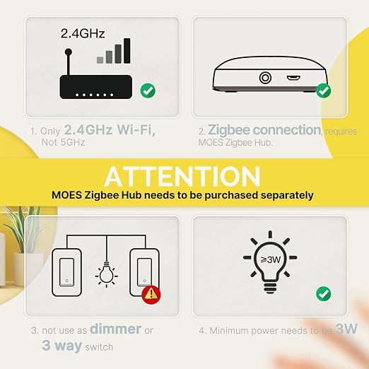 MOES Zigbee Smart Switches 4 Gang, No Neutral Wire, Require MOES Zigbee Hub - Image 2