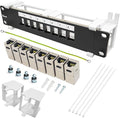 8 Port Patch Panel Keystone Coupler CAT6A Shielded Wall Mount 10 Inch by Enmane