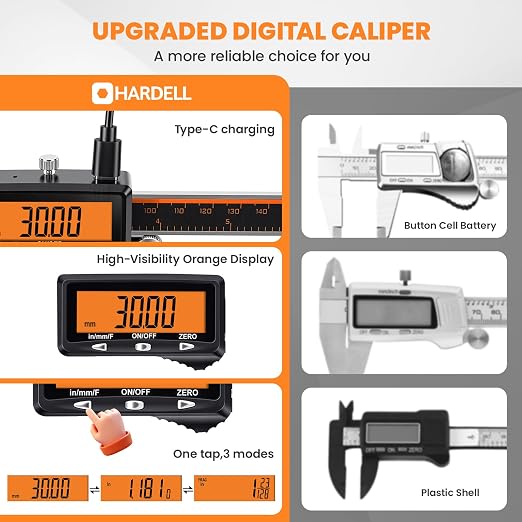 HARDELL Rechargeable Digital Caliper, 12 Inch Calipers - Image 6