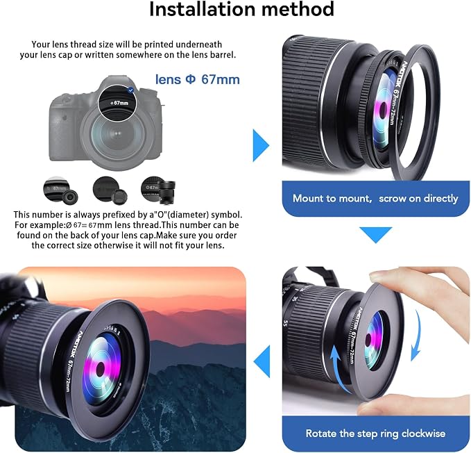 67mm Lens to 72mm Camera Lens Adapter, 67mm to 72mm Filter Step-up Ring Adapter - Image 5