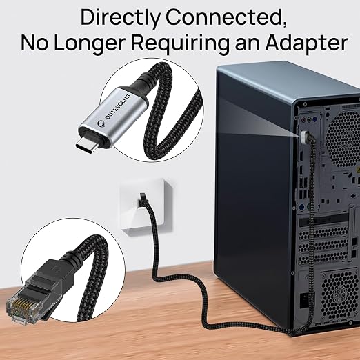 USB C to Ethernet Cable 6.6FT, Type C to RJ45 Nylon Cord, Gigabit Directly - Image 4