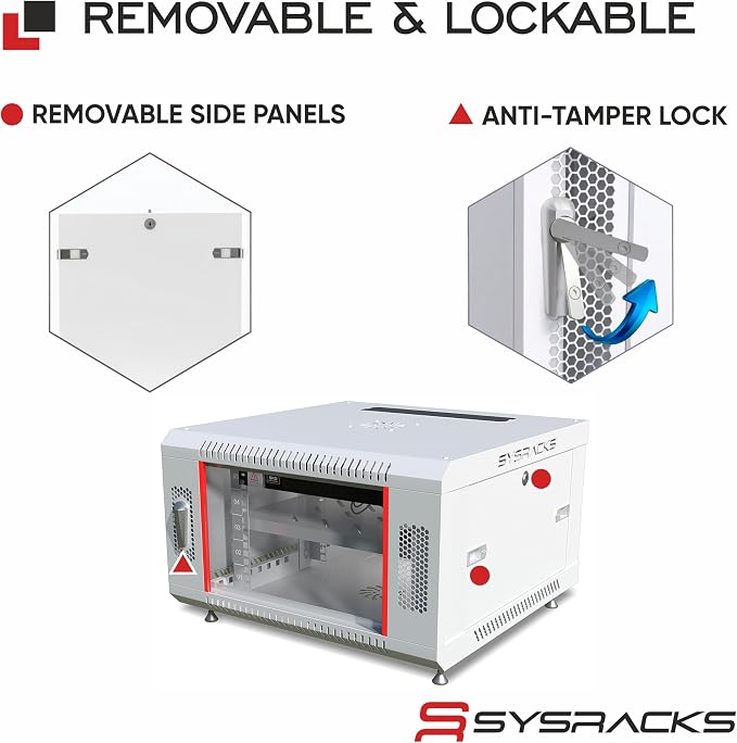 6U Wall Mount Server Rack Cabinet – 19" Network Rack Enclosure, PDU & Shelf - Image 5