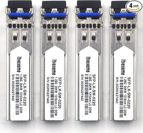 4 Pack 1.25G SFP Network Transceiver Module, 1000Base-LX Single Mode, 1310nm SMF by Unknown