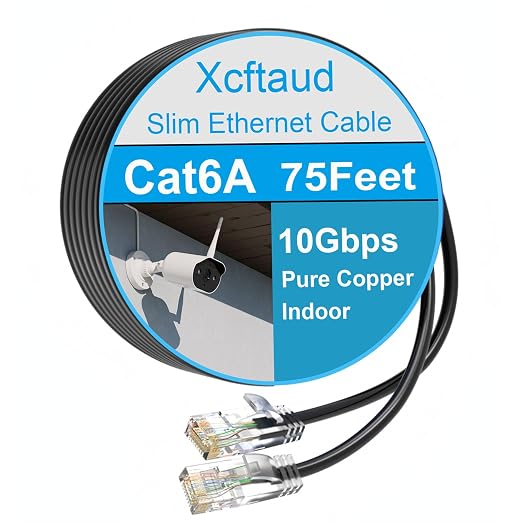 Cat 6 Patch Cable 75 feet, Slim Cat6a Ethernet Cable 10Gbps 550Mhz, UTP Pure by Unknown