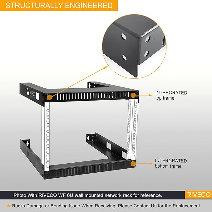 RIVECO 9U Wall Mount Rack for Network – 17.7" Deep 2 Post Open Frame Racks Easy - Image 2