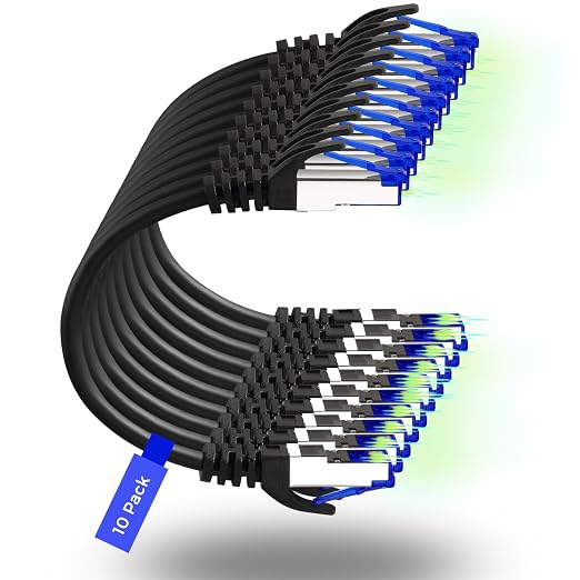 Rapink Patch Cables Cat8 3ft 10 Pack Slim, Cat8 Ethernet Patch Cable 40G Support by Rapink