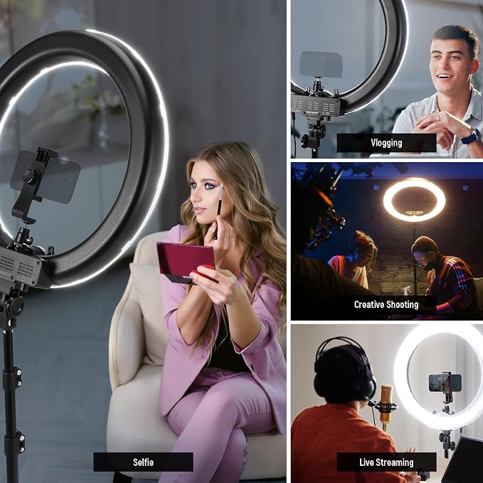 NEEWER 18" Ring Light, 58W 5500lx 5600K Dimmable CRI95 240 LEDs, Lighting - Image 2