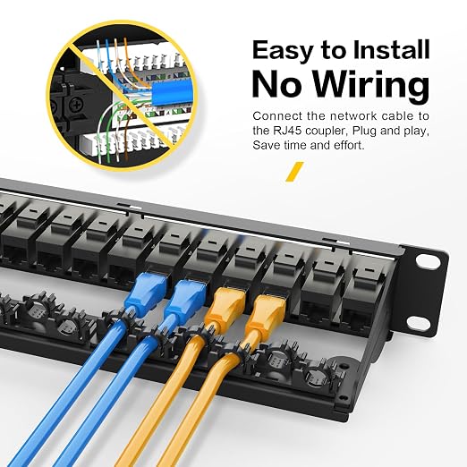 Patch Panel 24 Port with 24 Pcs Cat6 Keystone Jack【EC Listed】 UTP 10G Support - Image 5