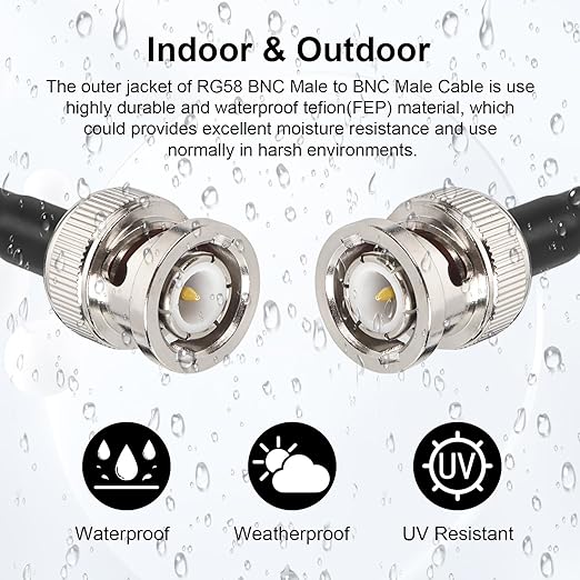 MOOKEERF 6FT RG58 50 ohm BNC Male to Male Coax Cable - Image 5