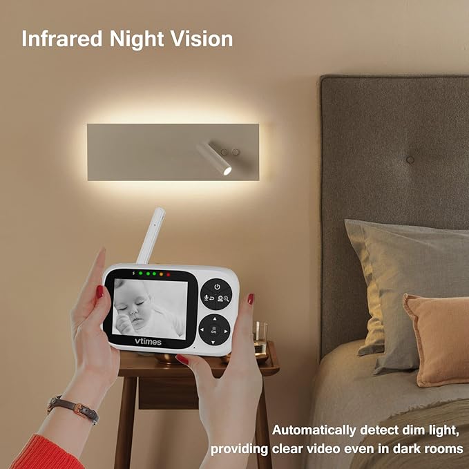VTimes No WiFi Baby Camera Monitor, 3.2" IPS Display, Portable Video Monitor - Image 5