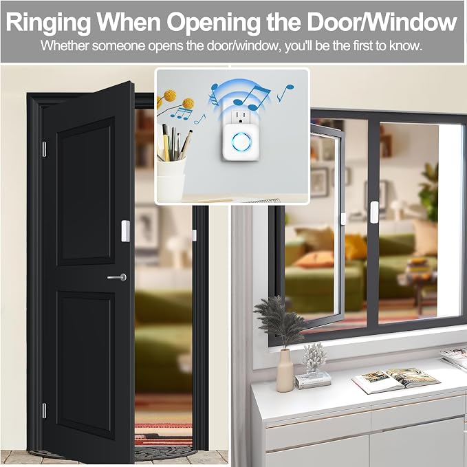 Door Chime, Satisure Wireless Door Open Contact Sensor Alarm Chime, Door Ringer - Image 3