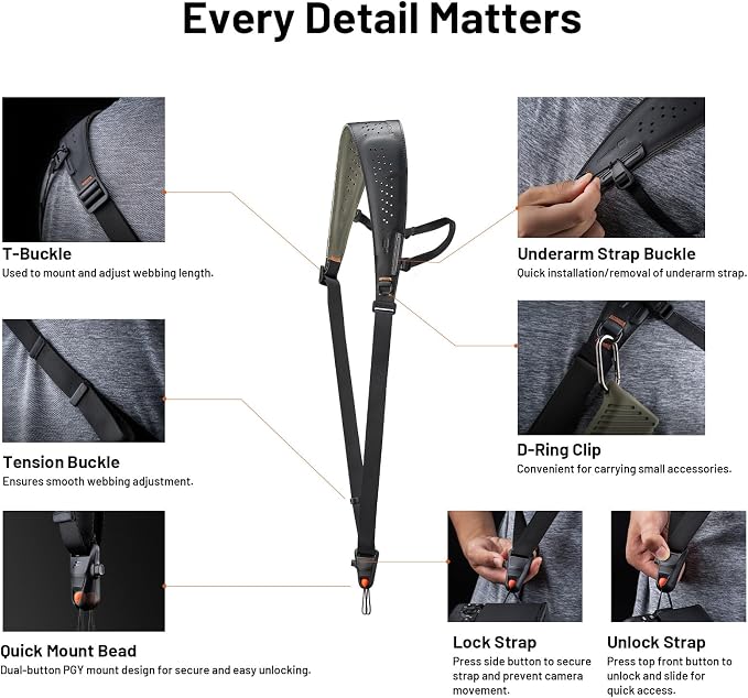 PGYTECH Camera Strap Pro, Professional Camera Harness - Image 2