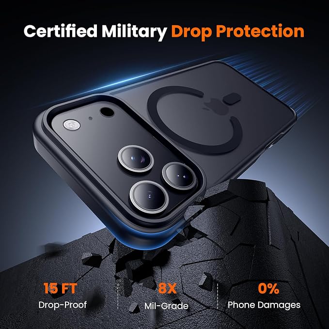 toushion 3 in 1 for iPhone 17 Pro Max Case Matte Black, Fits MagSafe, Screen - Image 3