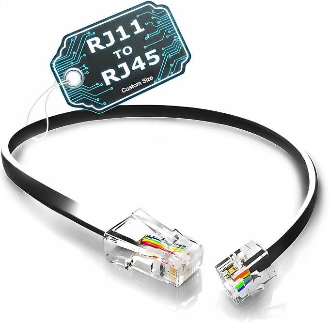 2-Pack Customizable RJ11 to RJ45 Telephone Cable – 2 Inch to 15 FT by RetailAndBulk