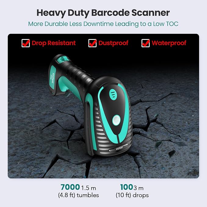 Wireless Barcode Scanner with Stand, Industrial 2D 1D QR Bluetooth Barcode - Image 3