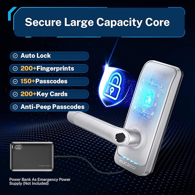 Keypad Smart Door Lock with Handle: Kucacci Keyless Entry Smart Lock - Image 6