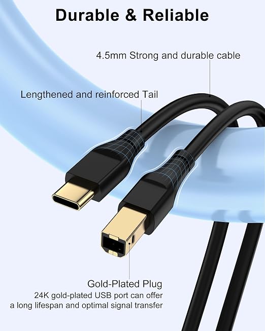 Printer Cable 3ft, Scanner USB C to USB B Cable - Image 3