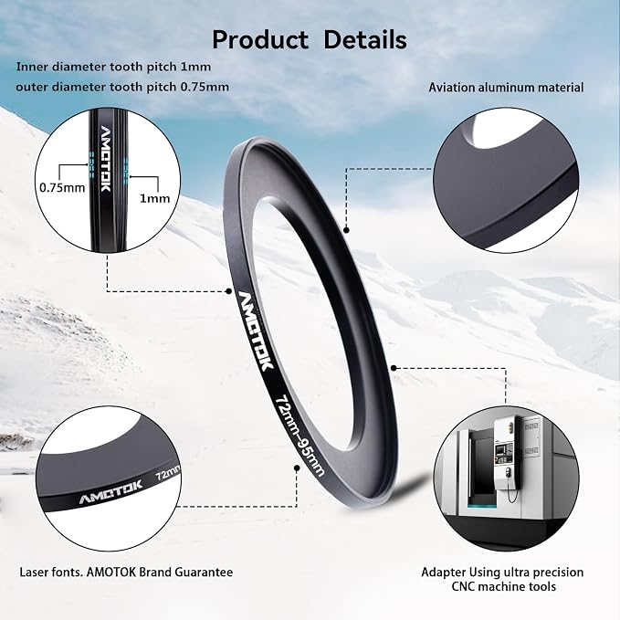 72mm Lens to 95mm Camera Lens Adapter, 72mm to 95mm Filter Step up Ring Adapter - Image 3