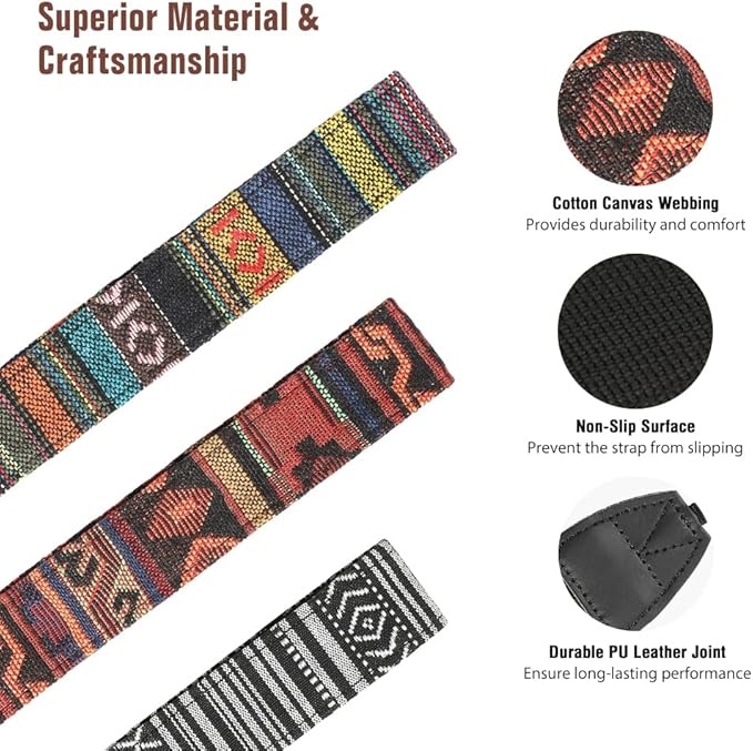 MoKo Camera Strap, Retro Cotton Canvas Woven Strap Universal Shoulder Neck - Image 3