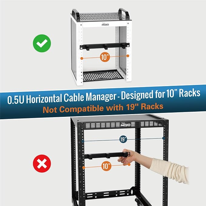 Tecmojo 2 Pack 0.5U Horizontal Cable Manager - Image 2
