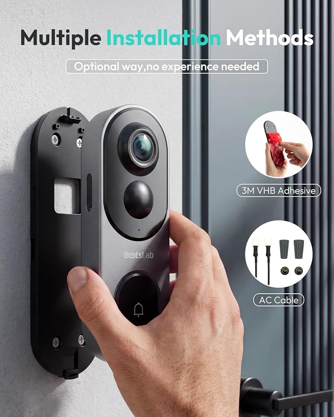 BOTSLAB 5MP Wireless Video Doorbell Camera, 180° Head-to-Toe View, AI Motion - Image 7