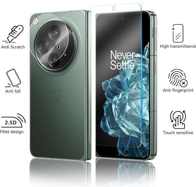 V-PORYADKU 2 Pack for OnePlus Open Screen Protector + 2 Pack Camera Lens - Image 6