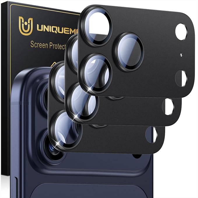 UniqueMe for 3 Pack iPhone 17 Pro Max Camera Lens Protector by UniqueMe