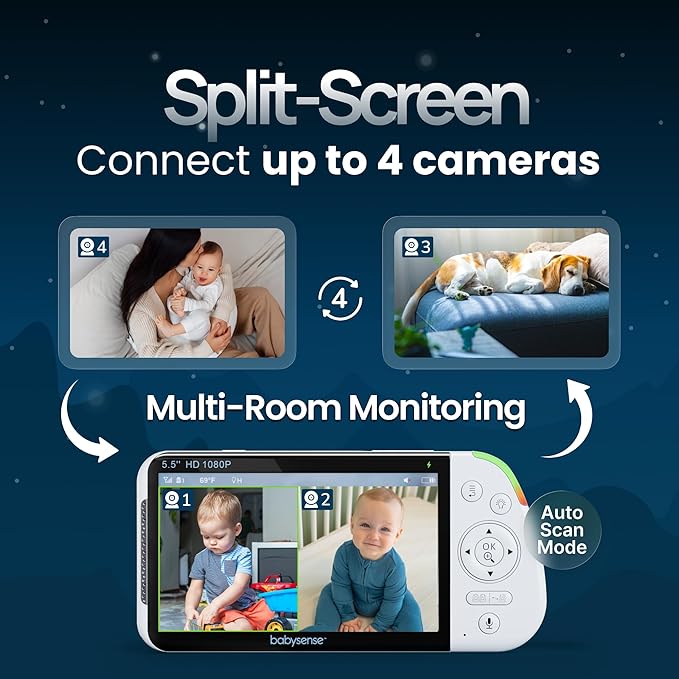 Babysense PRO Full HD 5.5" Split Screen Baby Monitor - Image 4