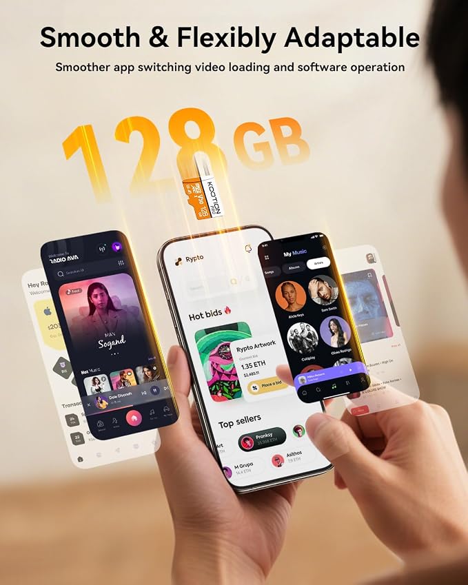 KOOTION 128GB Micro SDXC UHS-I U3 V30 A1 Memory Card - Image 4