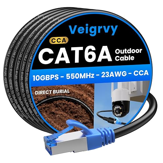 Cat6A Outdoor Ethernet Cable 75 ft Supports POE, 23AWG 550MHz high-Speed CAT6A by EthernetCable
