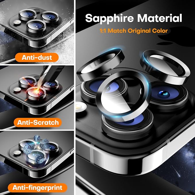 for iPhone 17 Pro/iPhone 17 Pro Max Camera Lens Protector, Tempered Glass - Image 3