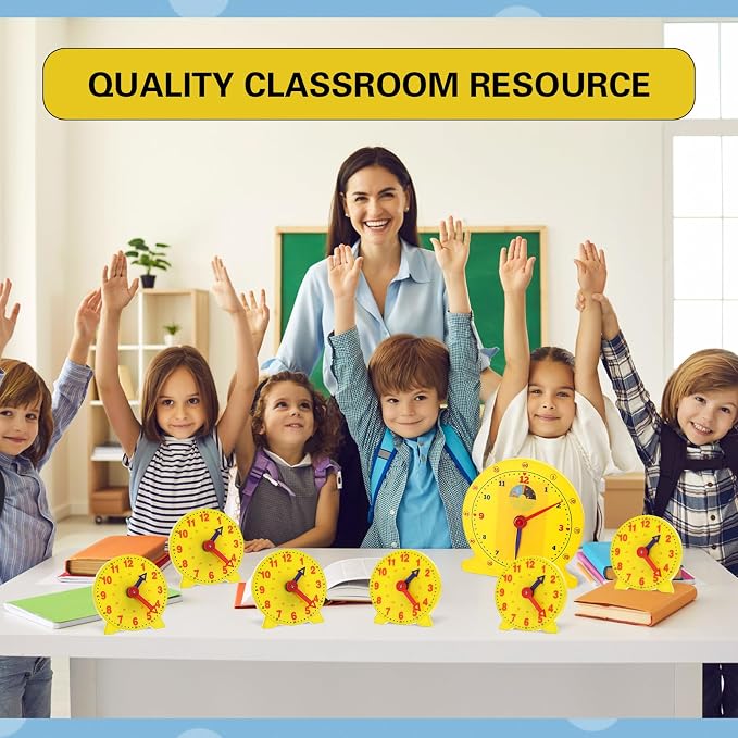 Lenwen 16 Pcs Classroom Clock Kit 24 Hours Learn to Tell Time Teaching Clock Toy - Image 4
