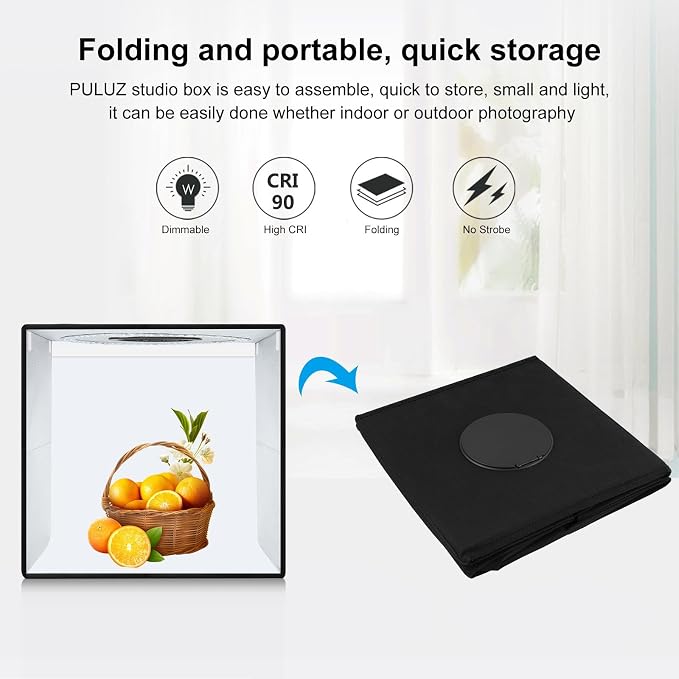 PULUZ Light Box Photography, 20x20 inch Portable Photo Studio Light Box - Image 9