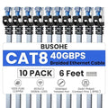 BUSOHE Cat 8 Ethernet Cable 6 FT 10 Pack, Nylon Braided High Speed Heavy Duty by BUSOHE