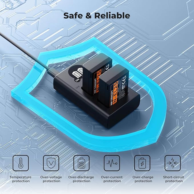 K&F CONCEPT 1600mAh EN-EL25 Battery 2-Pack EN-EL25A Battery and Dual LCD - Image 5