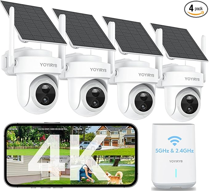 4K Security Cameras Wireless Outdoor, No Subscription, Solar-Powered Home by 247SecurityWire-Free