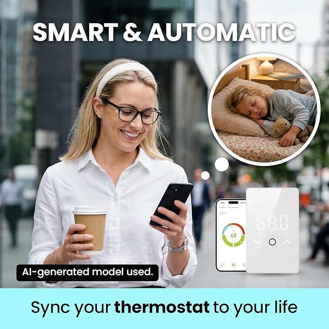 2PCS WiFi Thermostat for Electric Floor Heating Systems, Touchscreen LED Display - Image 8