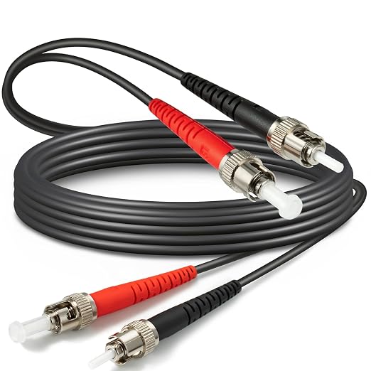 65ft / 20m Outdoor Armored OD-5mm OM1 ST to ST Fiber Cable, ST-ST Fiber Optic by Yunsufiberpro