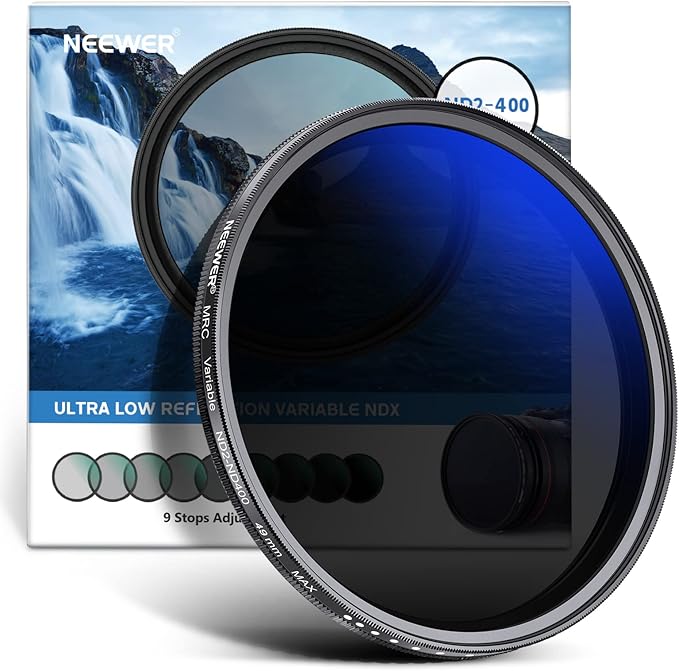 NEEWER 49mm Variable ND Filter ND2-ND400, Neutral Density Filter, Water and by Neewer