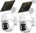 Septekon 360°PTZ Security Cameras Wireless Outdoor 2 Pack, 2K Solar Battery by Septekon