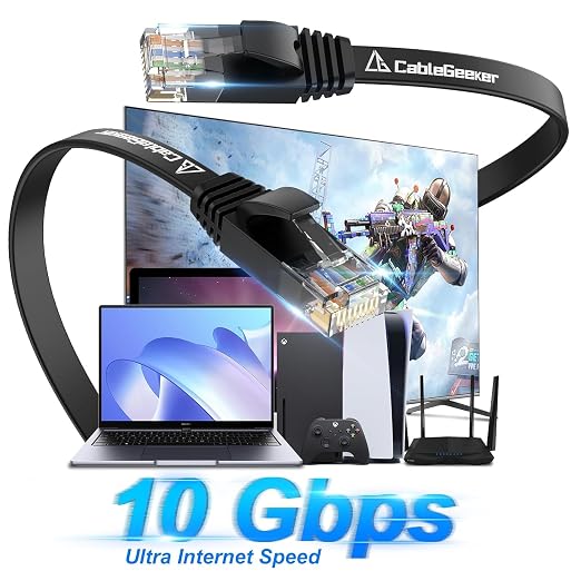 Cat 6 Ethernet Cable 10 ft Flat Internet Network Cables - Image 2