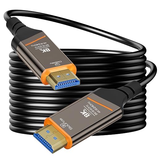Fiber Optic HDMI Cable 75FT, 8K HDMI 2.1 Cable, High-speed 48Gbps, Support by DICEKOO